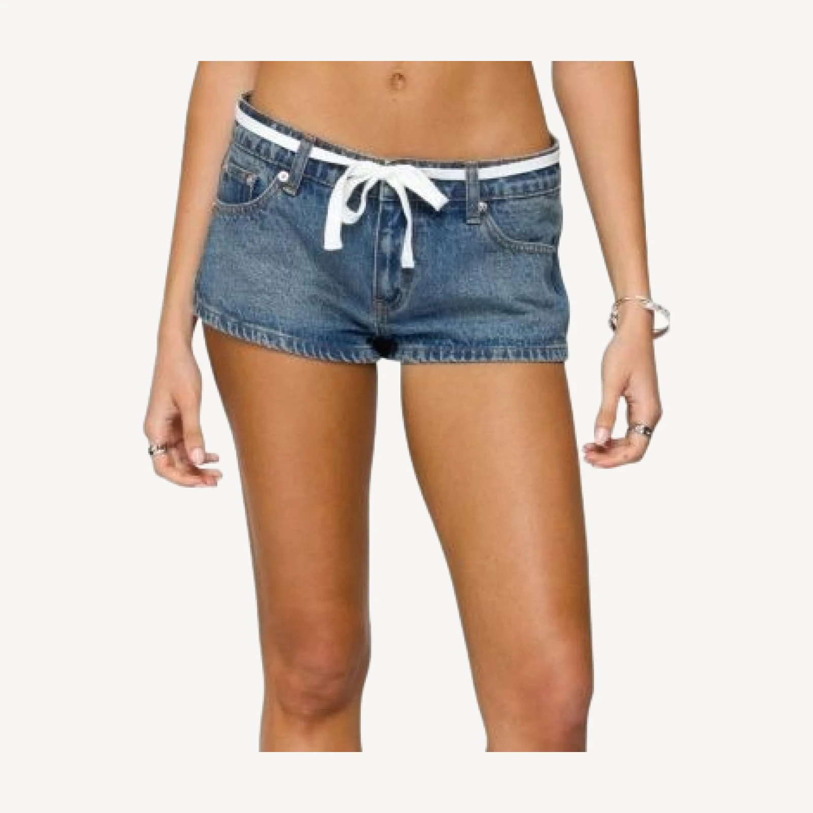 Edikted Olesia Tie Belt Denim Shorts