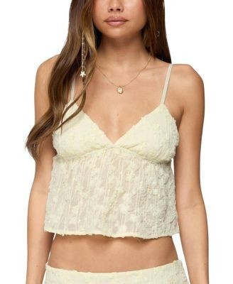 Edikted Leora Textured Floral Babydoll Top