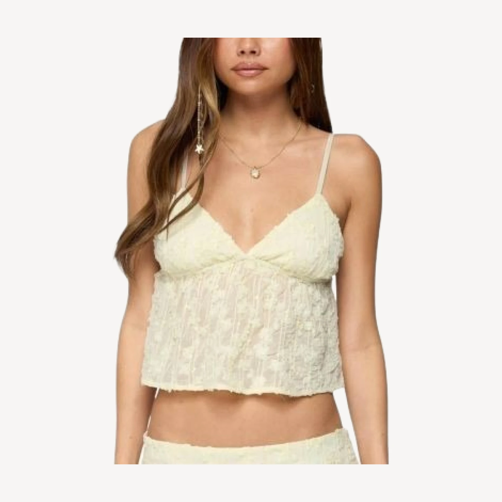 Edikted Leora Textured Floral Babydoll Top