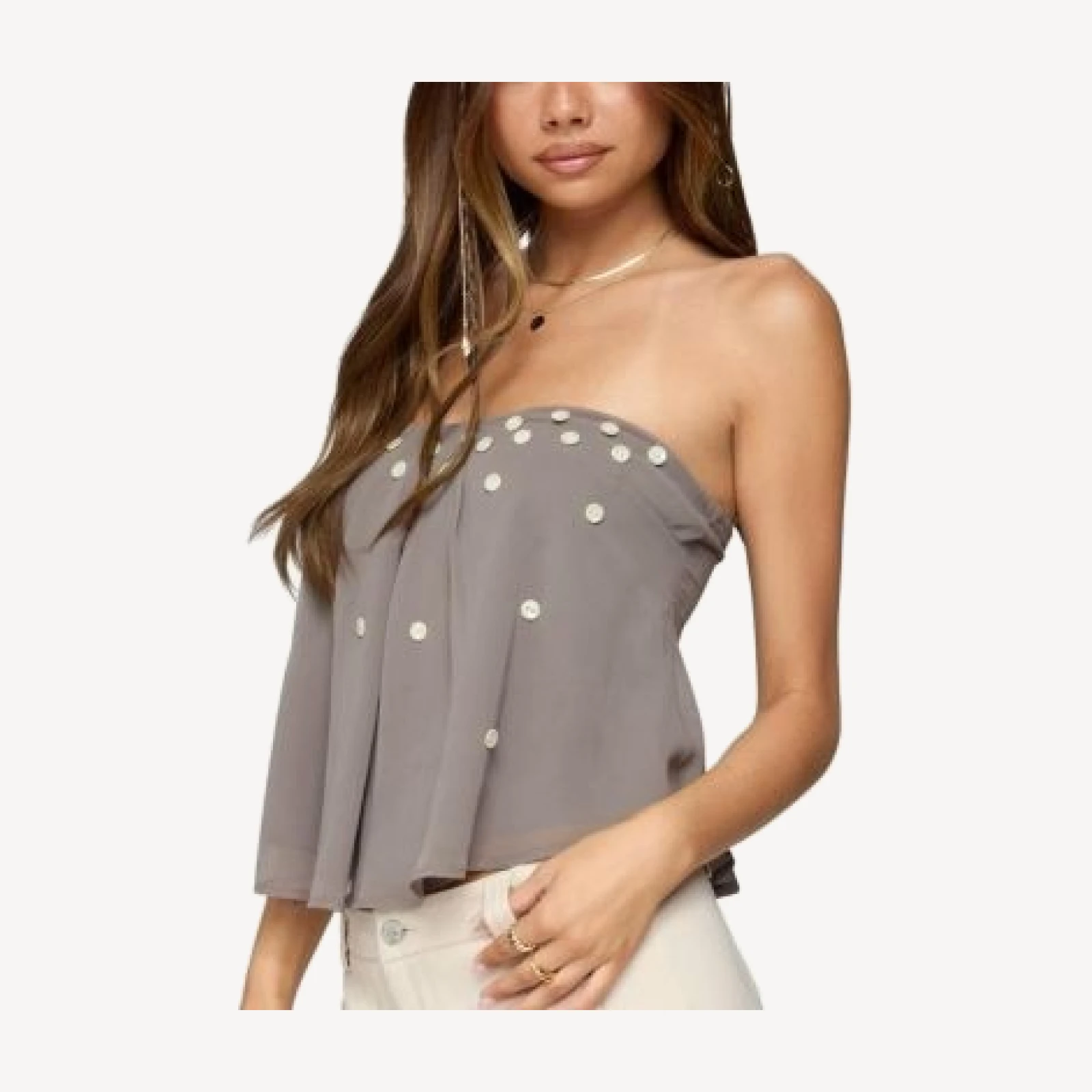 Edikted Lenie Strapless Chiffon Babydoll Top
