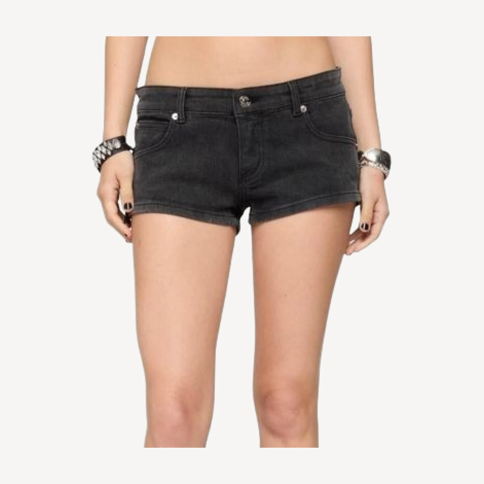 Edikted Syra Zipper Low Rise Denim Shorts
