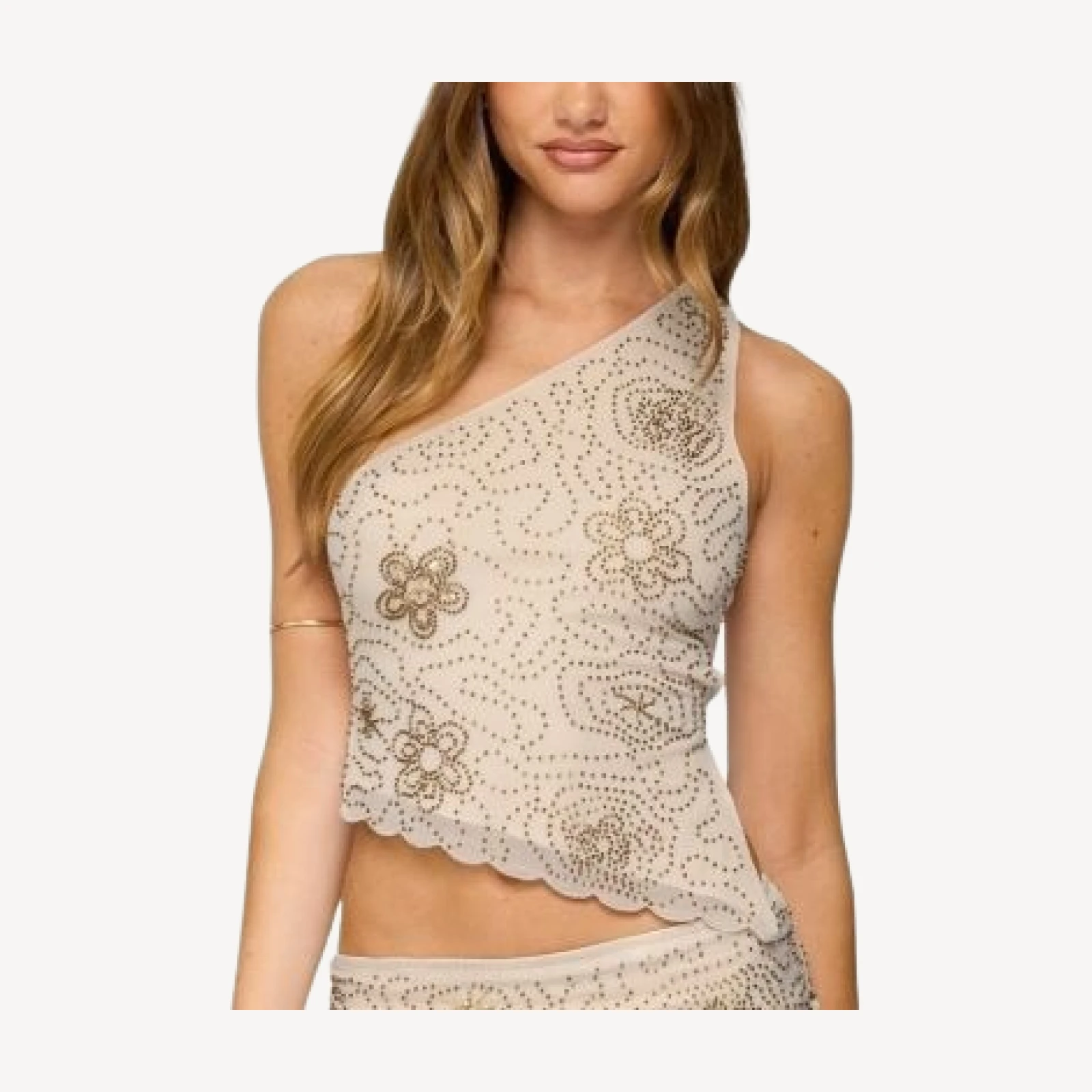Edikted Astrid Beaded Backless One Shoulder Top