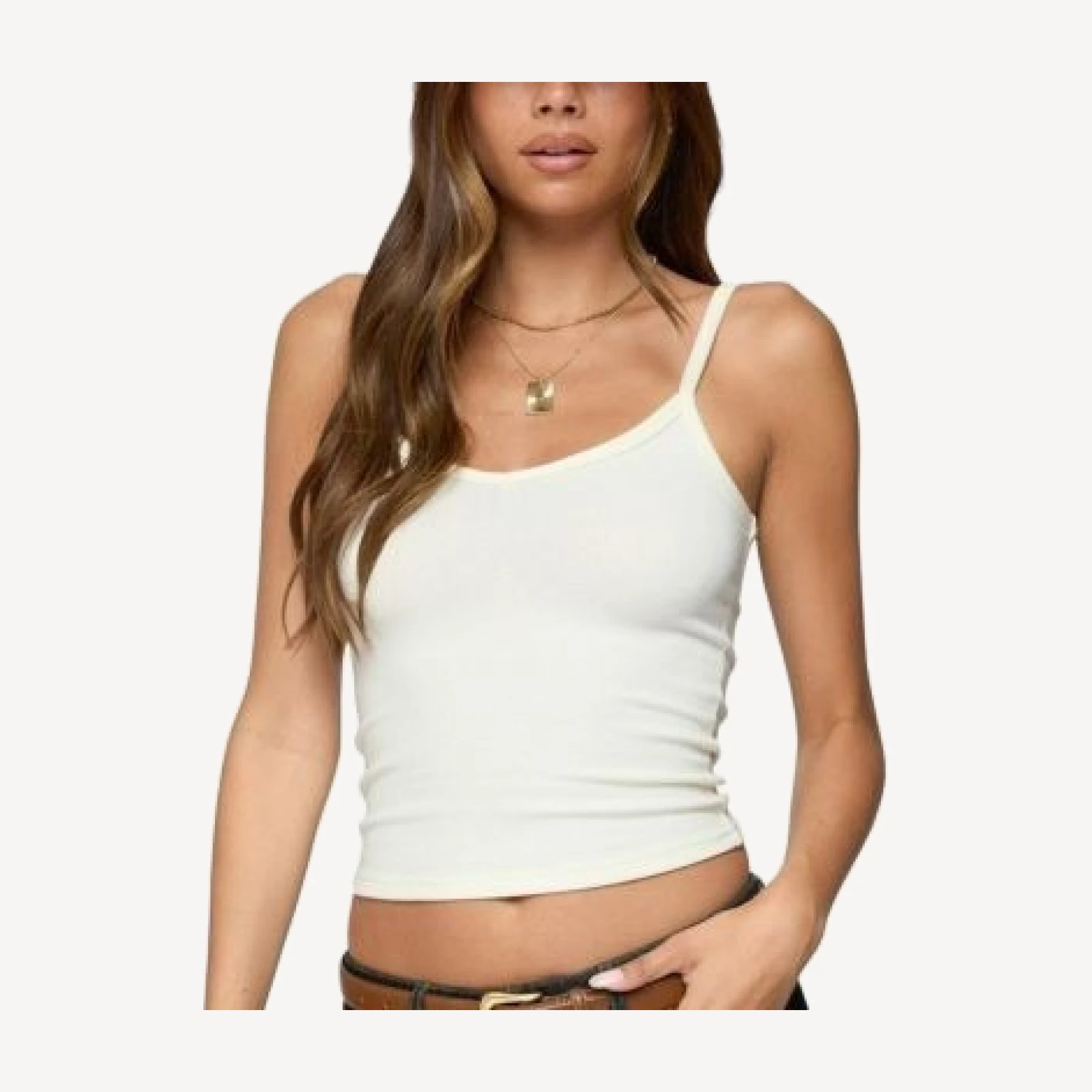 Edikted Aspyn V Neck Ribbed Tank Top