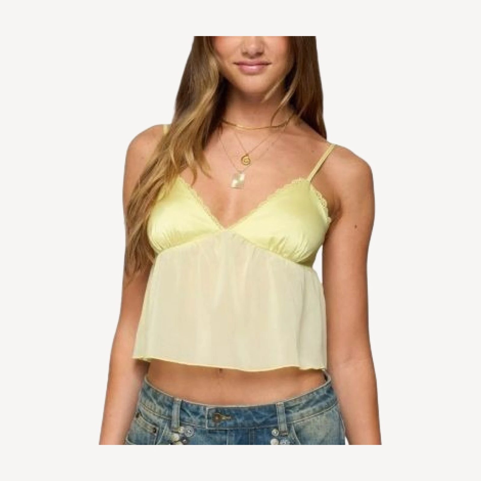 Edikted Krisa Sheer Chiffon Babydoll Top