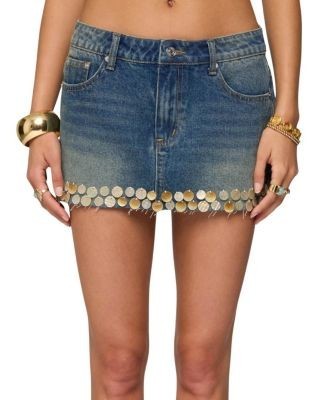 Edikted Shaina Iridescent Denim Mini Skirt