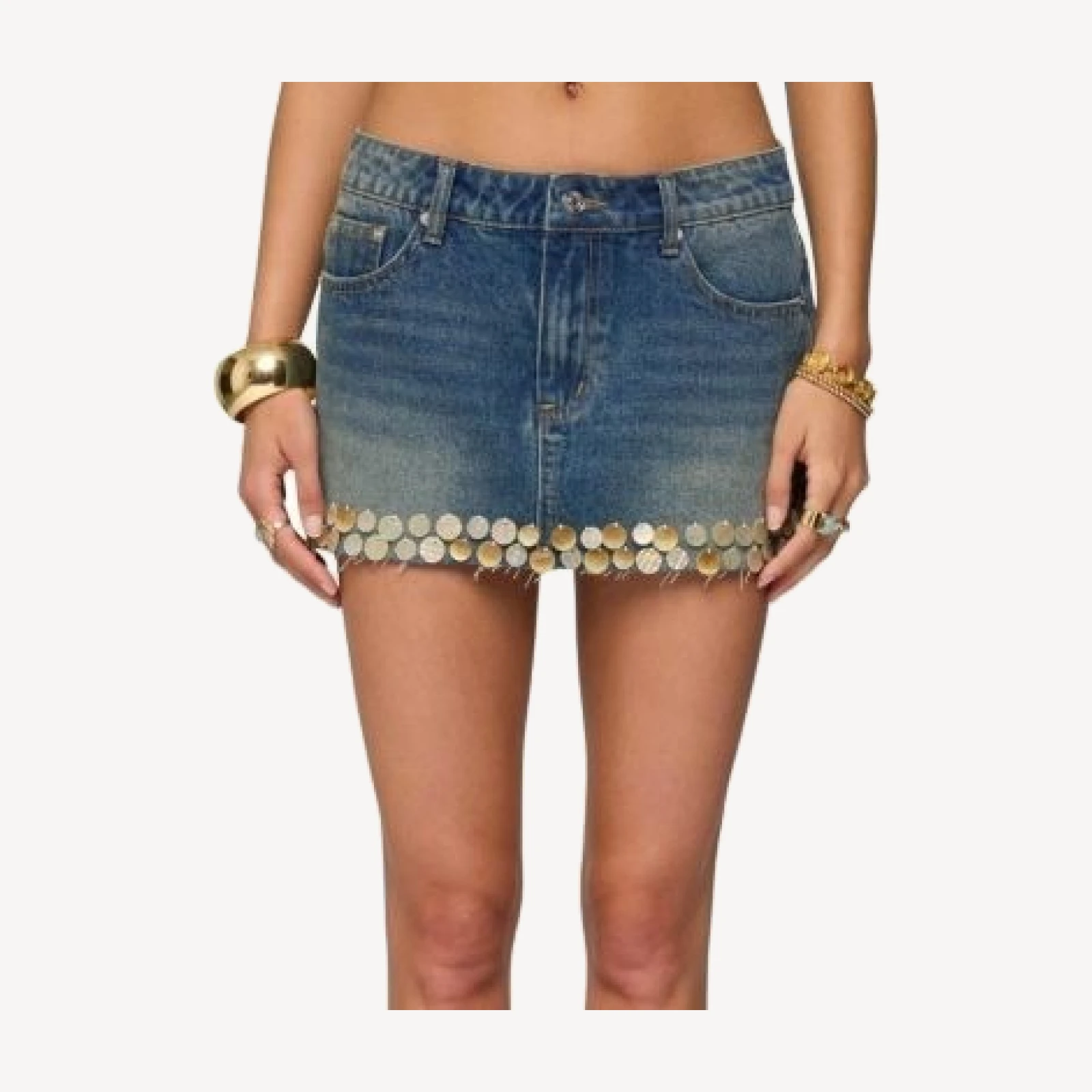 Edikted Shaina Iridescent Denim Mini Skirt