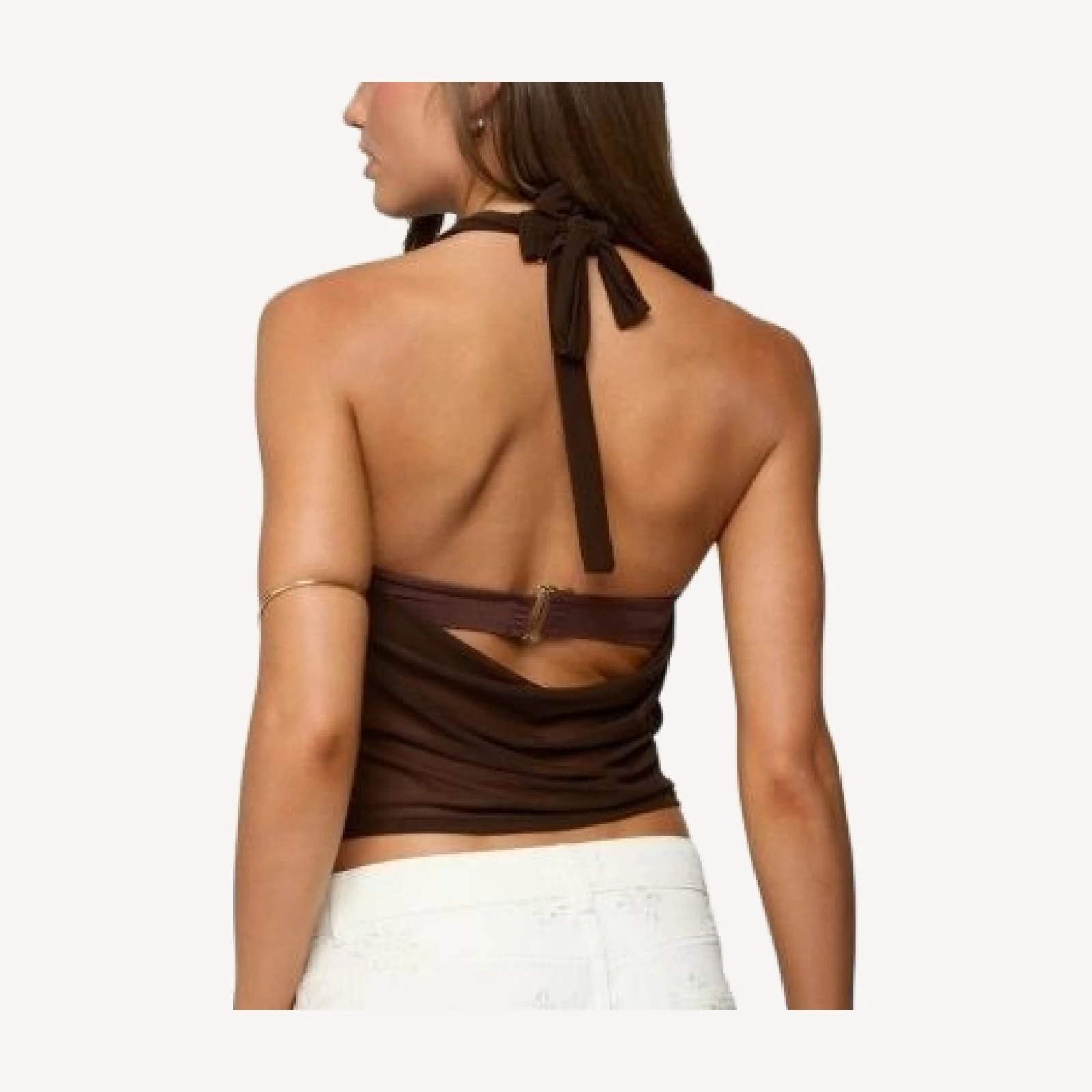 Edikted Issey Layered Bra Cowl Neck Top