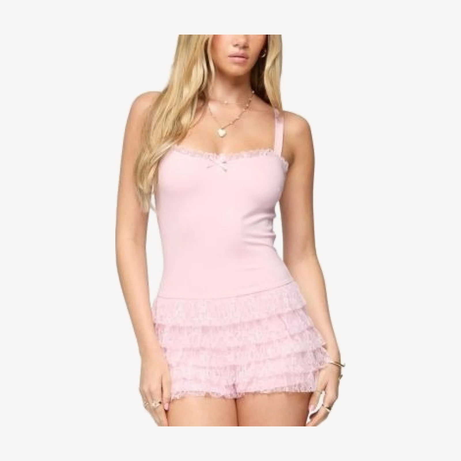 Edikted Lacey Ruffled Romper