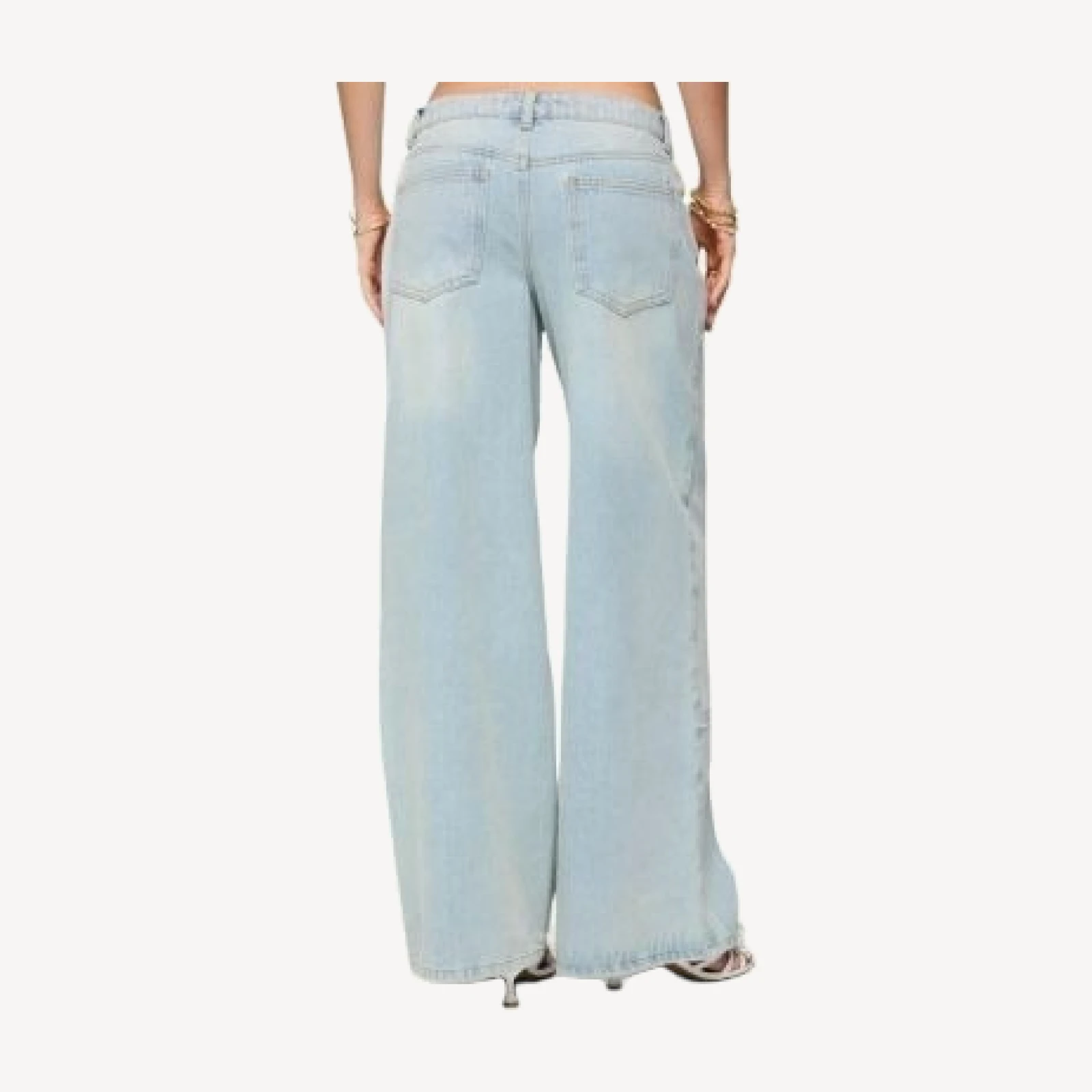 Edikted Teela Lacey Low Rise Carpenter Jeans in Blue Wash