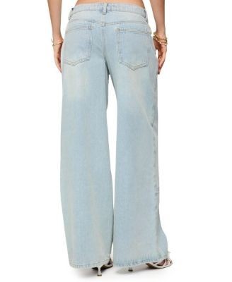 Edikted Teela Lacey Low Rise Carpenter Jeans in Blue Wash