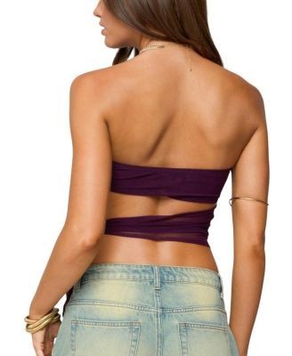 Edikted Amaro Strapless Side Tie Cut Out Top