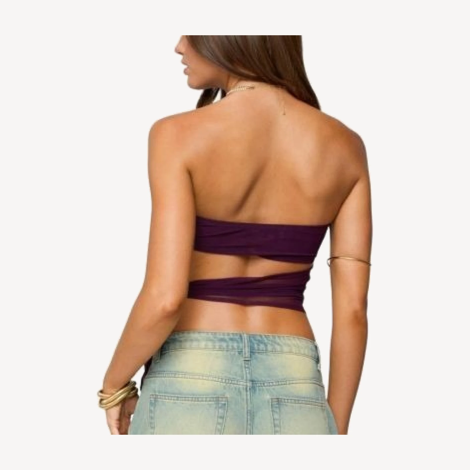 Edikted Amaro Strapless Side Tie Cut Out Top