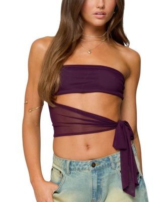 Edikted Amaro Strapless Side Tie Cut Out Top