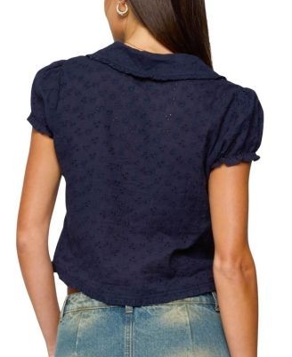 Edikted Lanie Eyelet Tailored Button Up Shirt