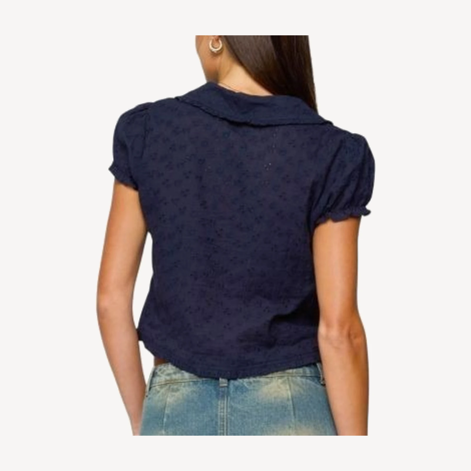 Edikted Lanie Eyelet Tailored Button Up Shirt