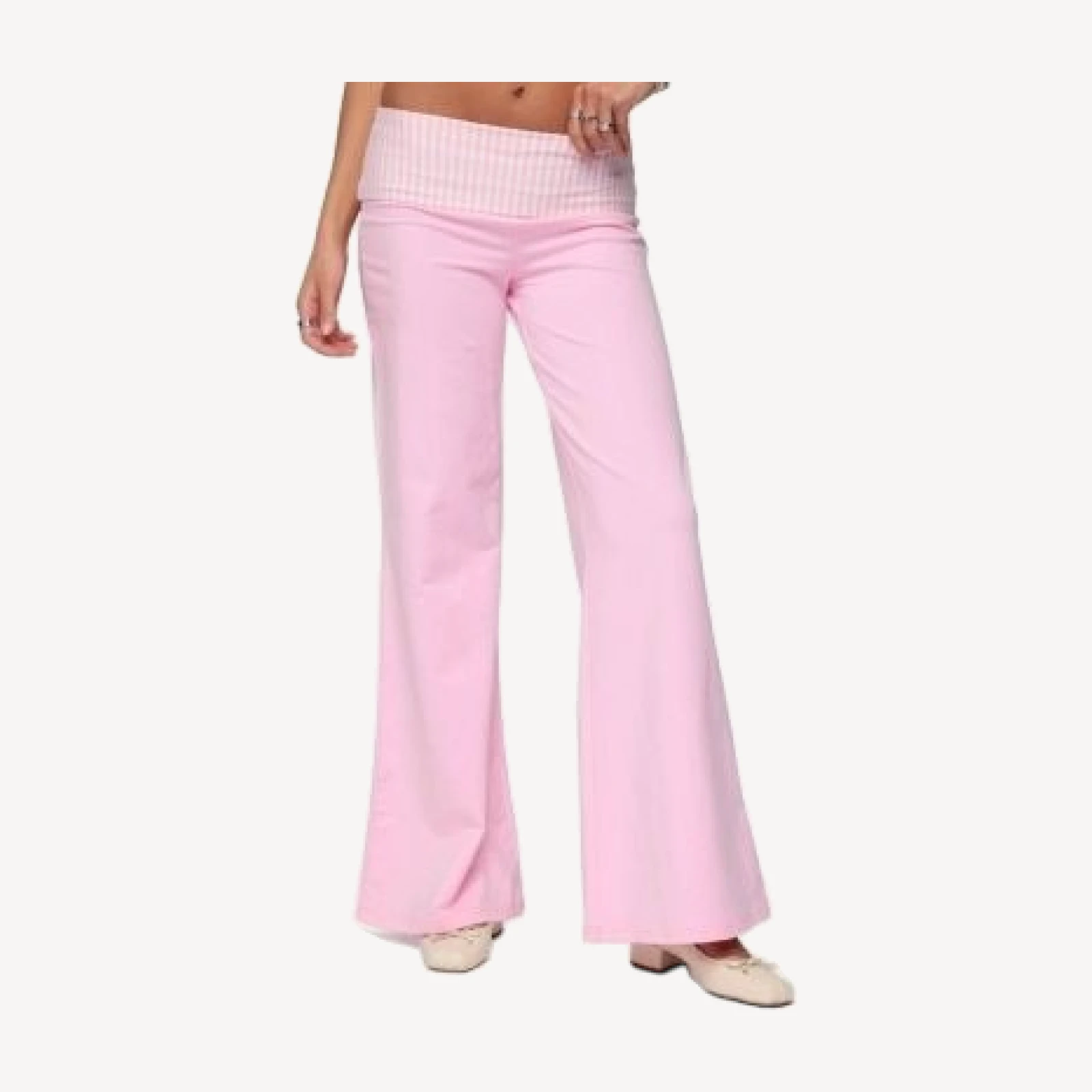 Edikted Meshey Striped Fold Over Pants