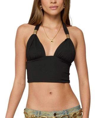 Edikted Aiva Backless Plunge Neck Halter Top