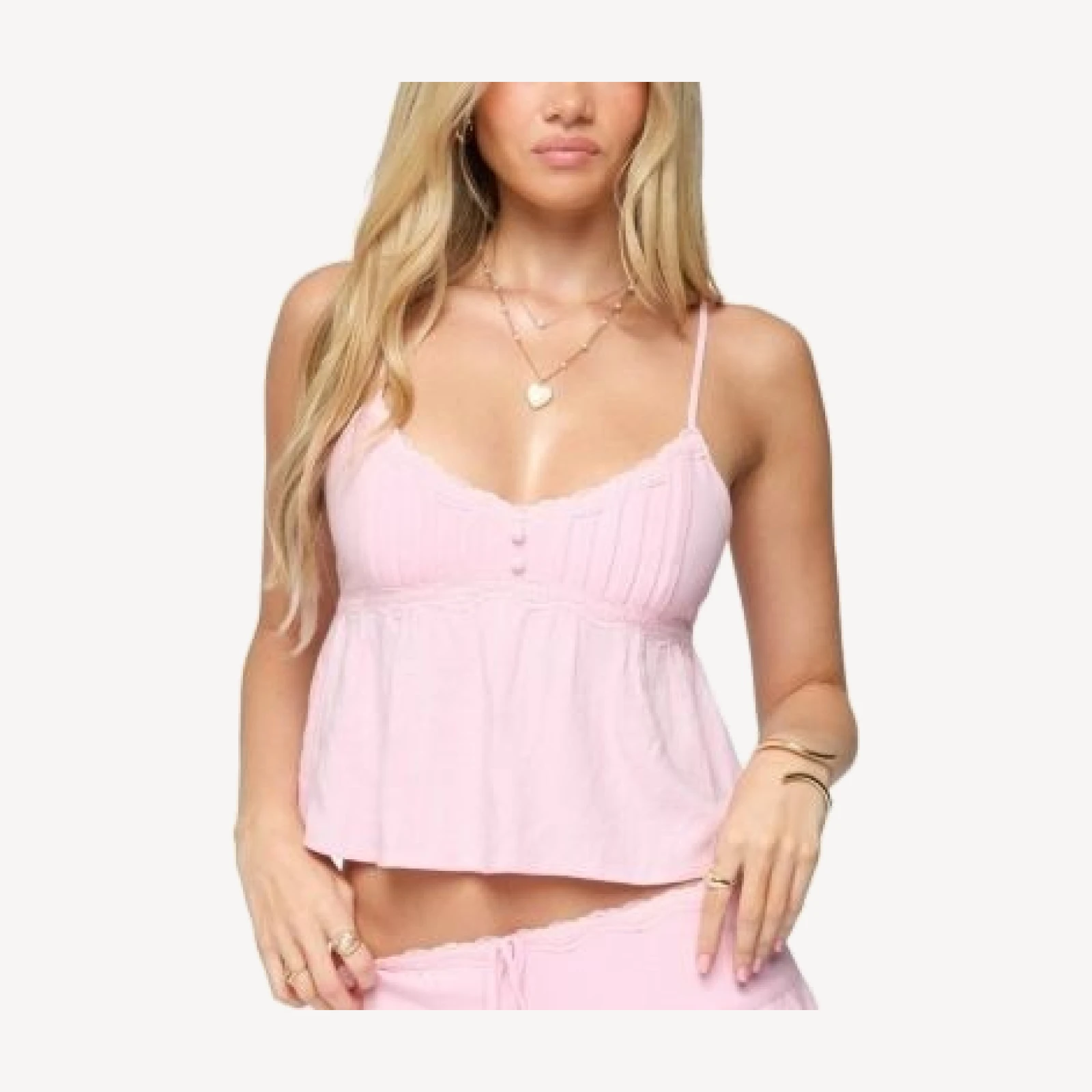Edikted Selene Lacey Pleated Tank Top