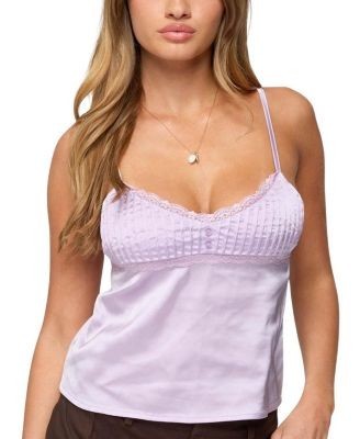 Edikted Blanca Satin Lace Trim Tank Top