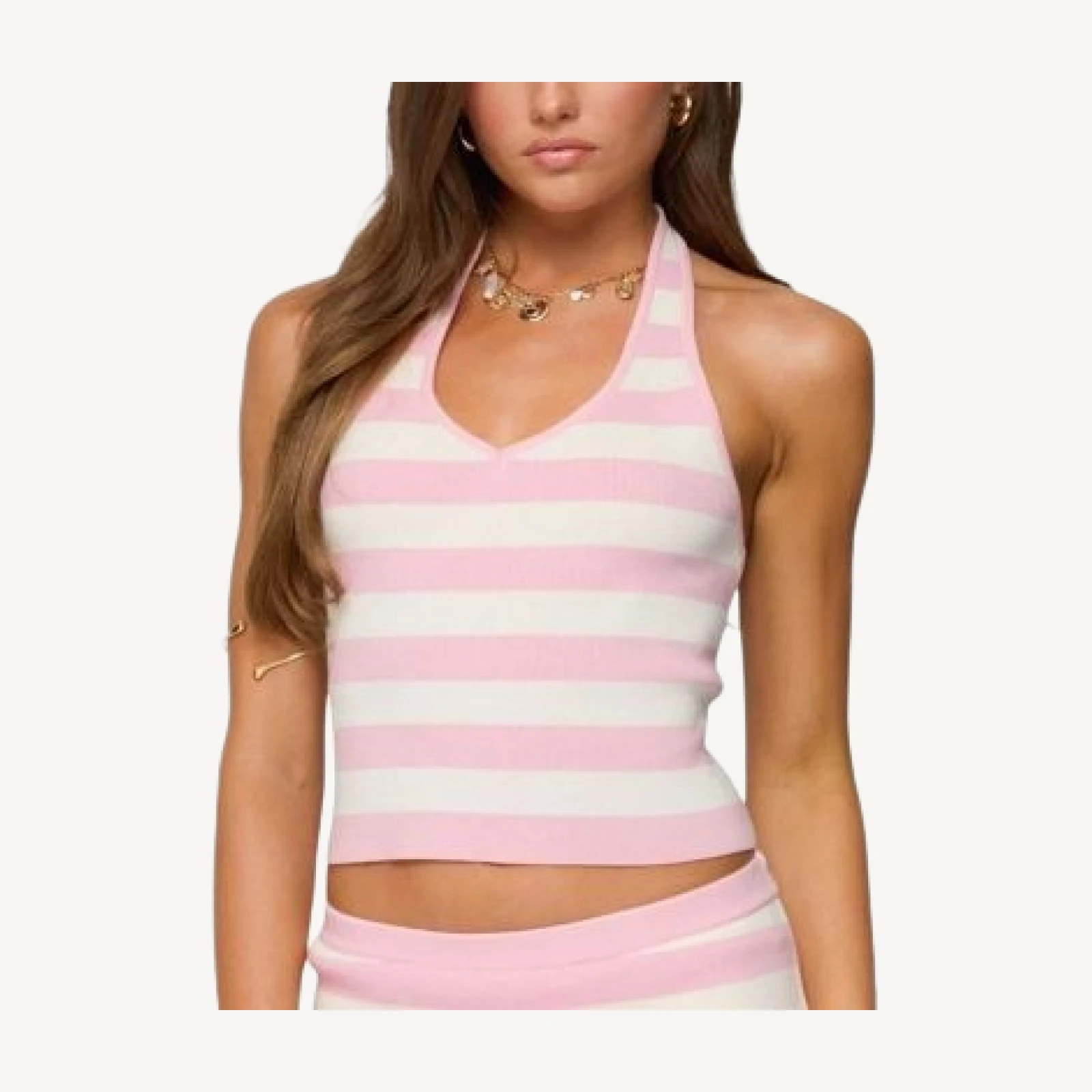Edikted Kezia Striped Knit Halter Top