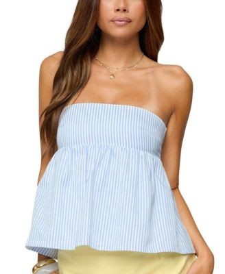 Edikted Maddie Strapless Striped Babydoll Top