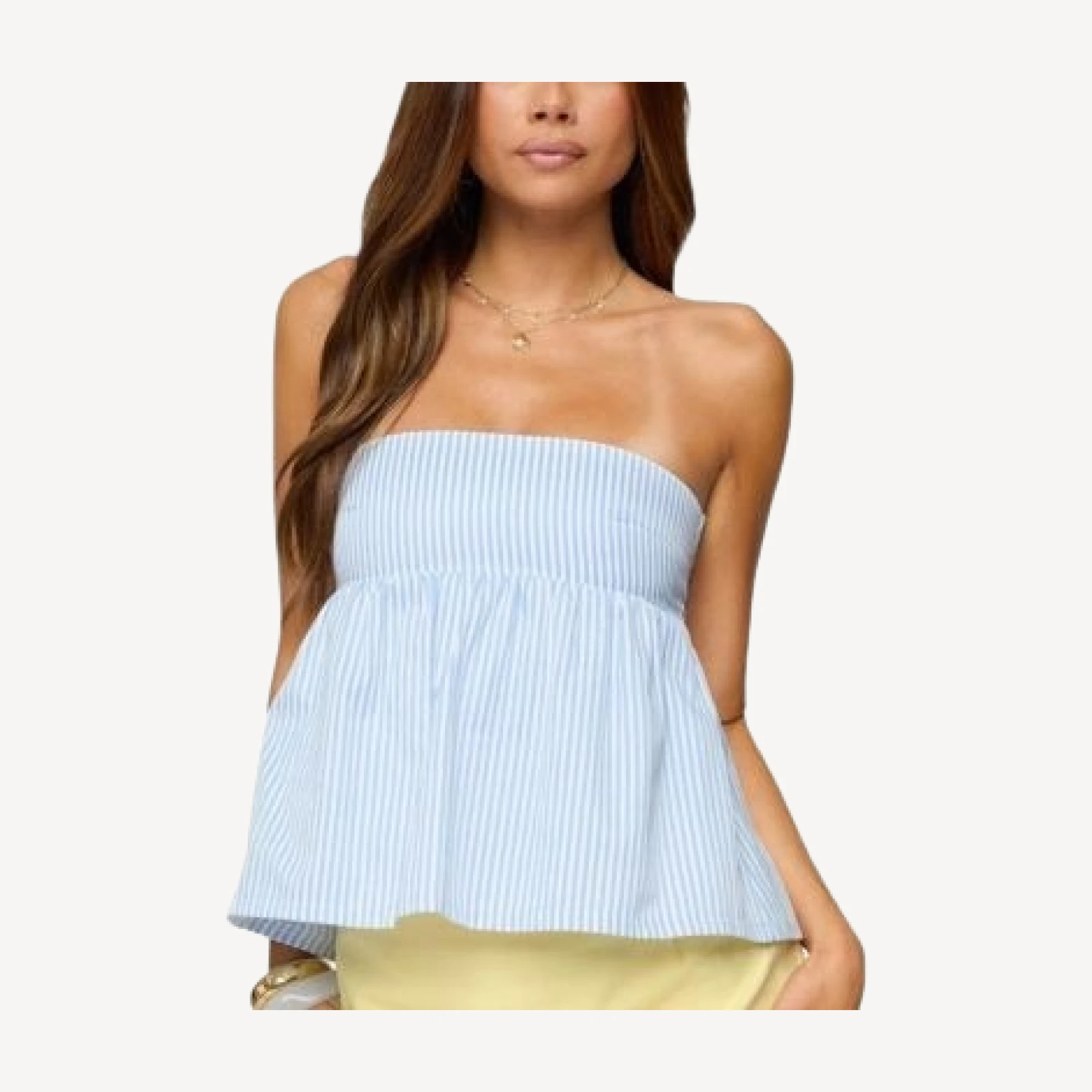 Edikted Maddie Strapless Striped Babydoll Top