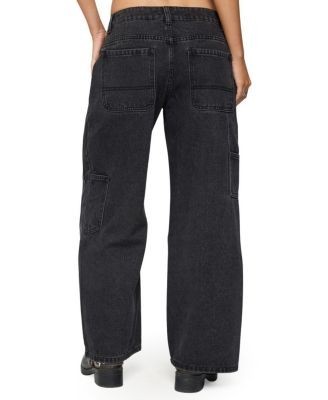 Edikted Petite Ayla Low Rise Carpenter Black Wash Jeans