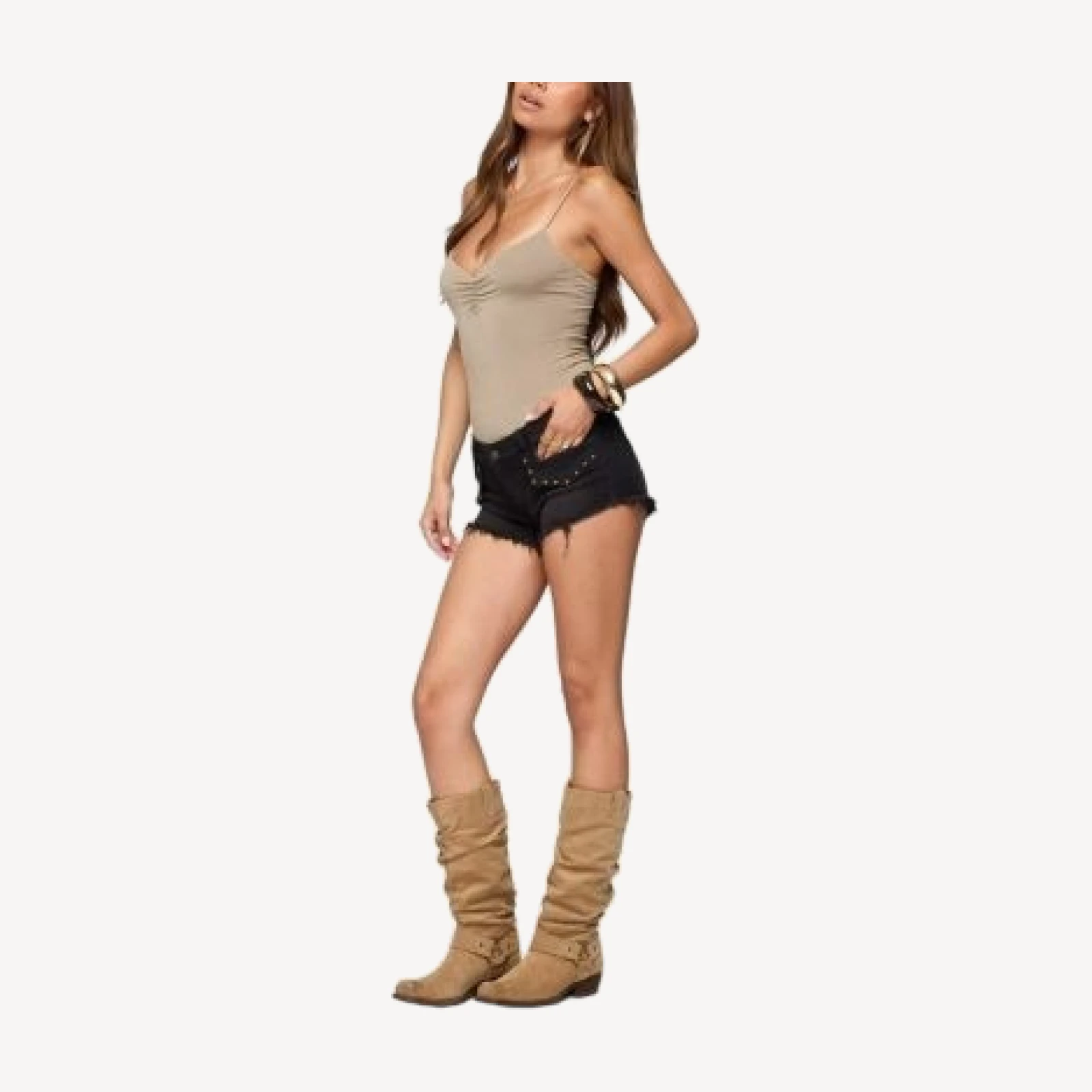 Edikted Harlow Gathered V Neck Bodysuit