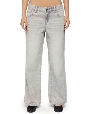 Edikted Petite Magda Low Rise Jeans in Gray Wash