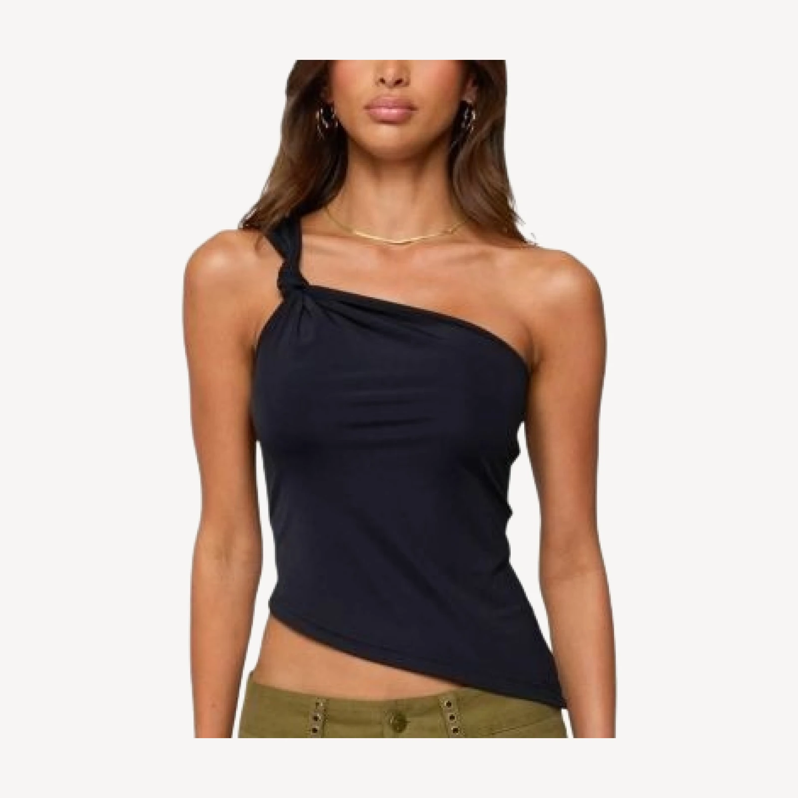 Edikted Knotted One Shoulder Asymmetric Top