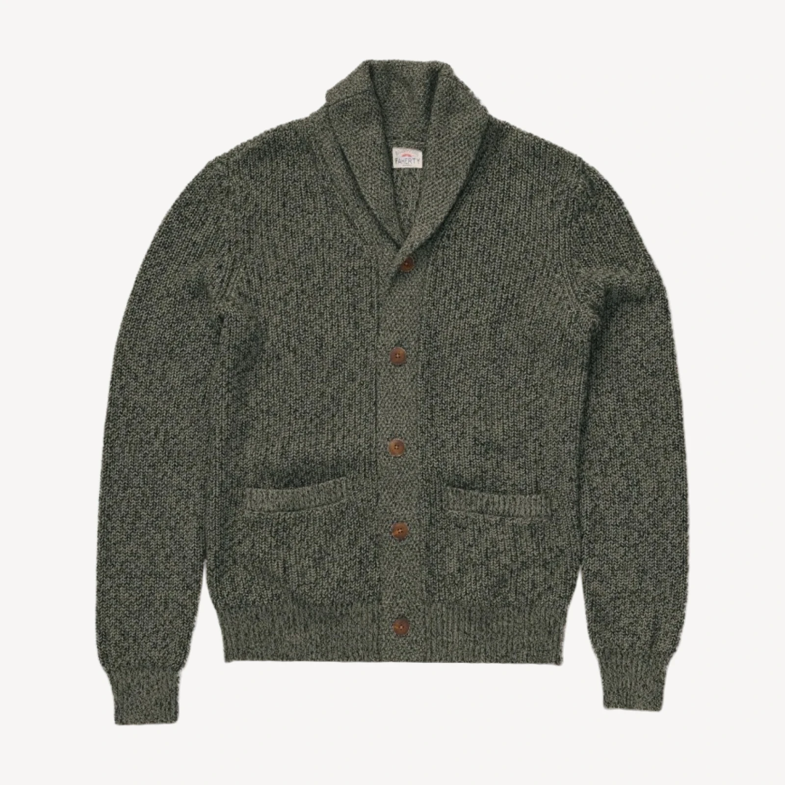 Marled Cotton Cardigan - Olive Peak Marl