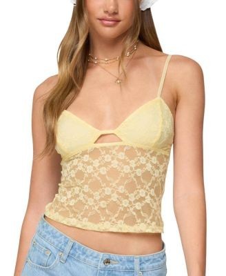 Edikted Sheer Lace Cut Out Tank Top