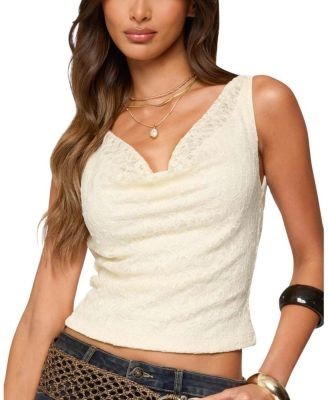 Edikted Aysha Lace Cowl Neck Top