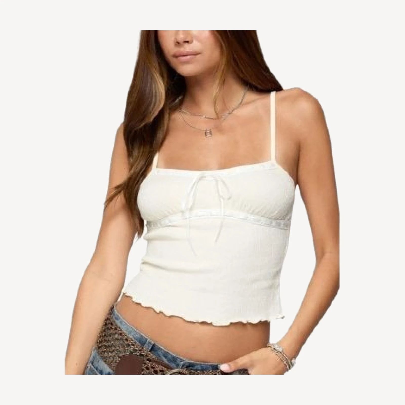 Edikted Misty Lacey Textured Tank Top