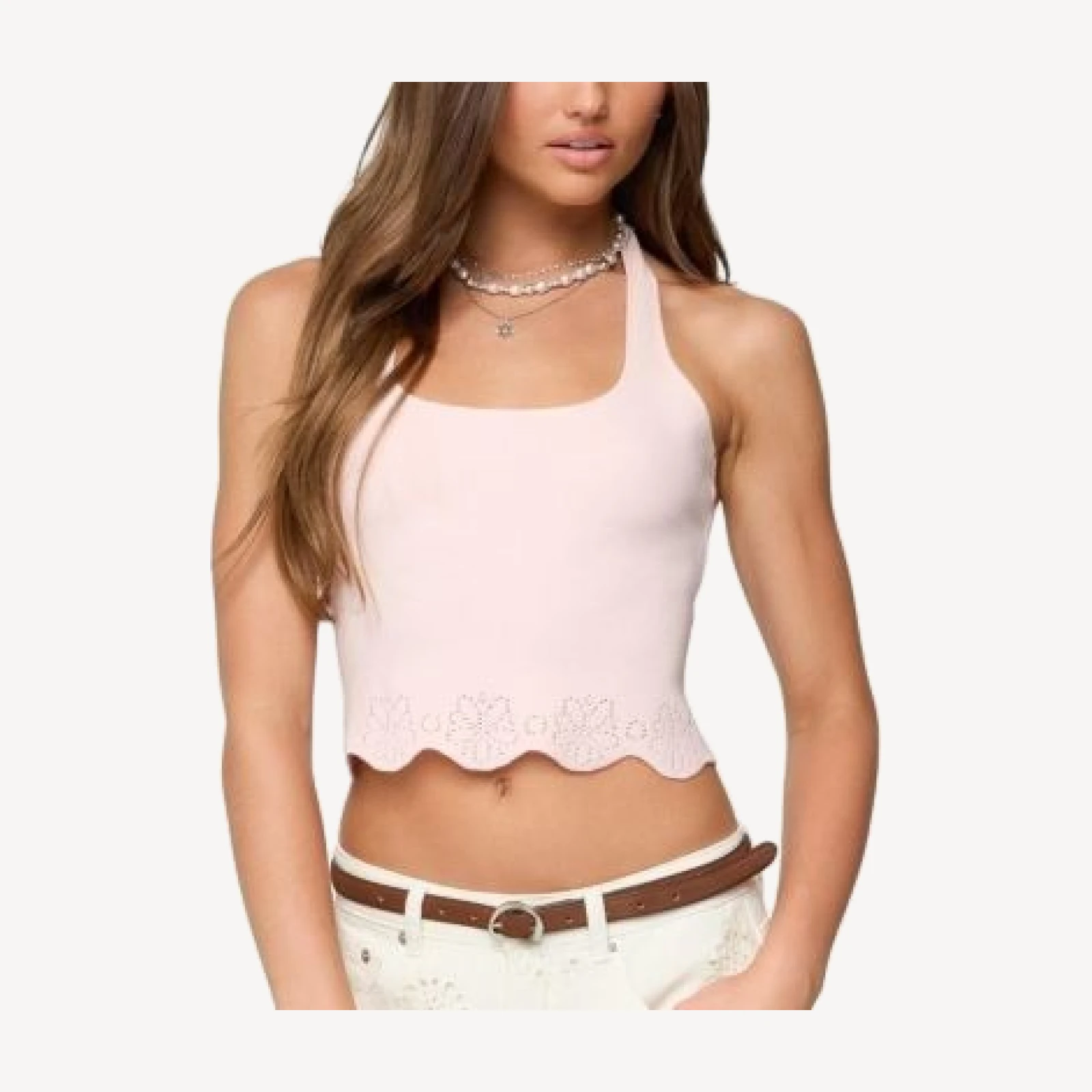 Edikted Jazmyn Scalloped Halter Top