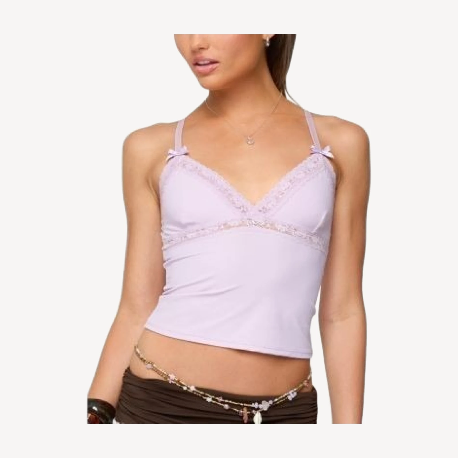 Edikted Fran Lacey V Neck Tank Top