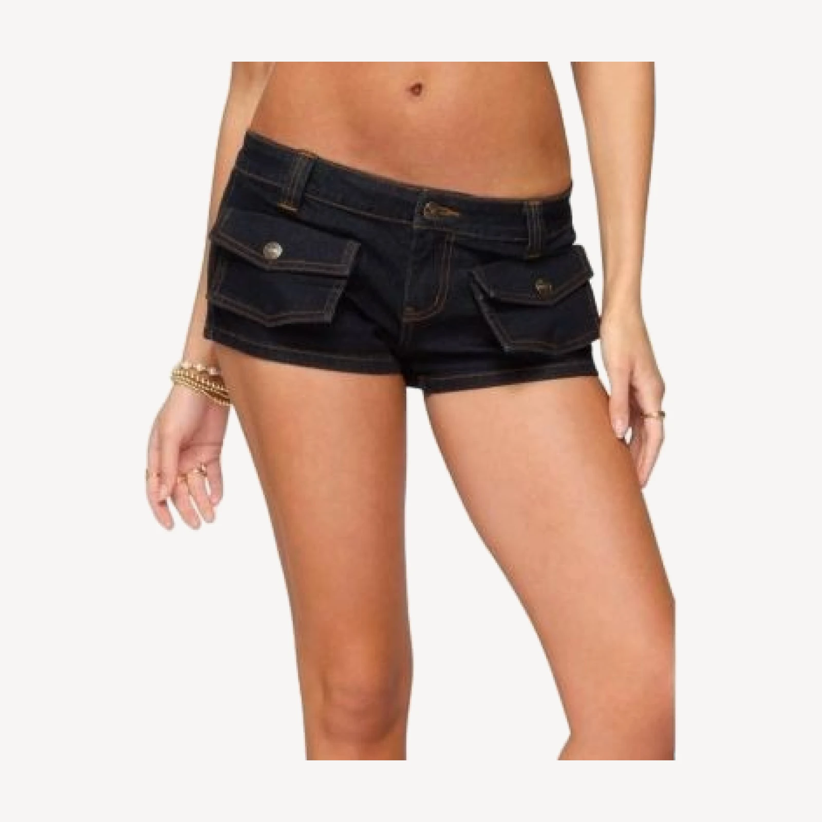 Edikted Cavella Stretchy Denim Micro Shorts