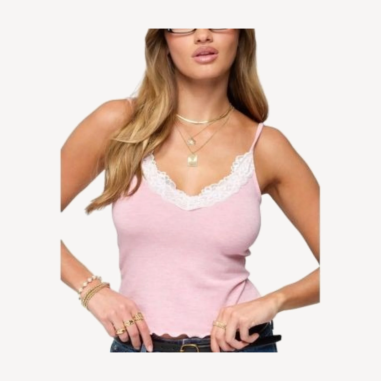 Edikted Gabrietta Lacey Tank Top