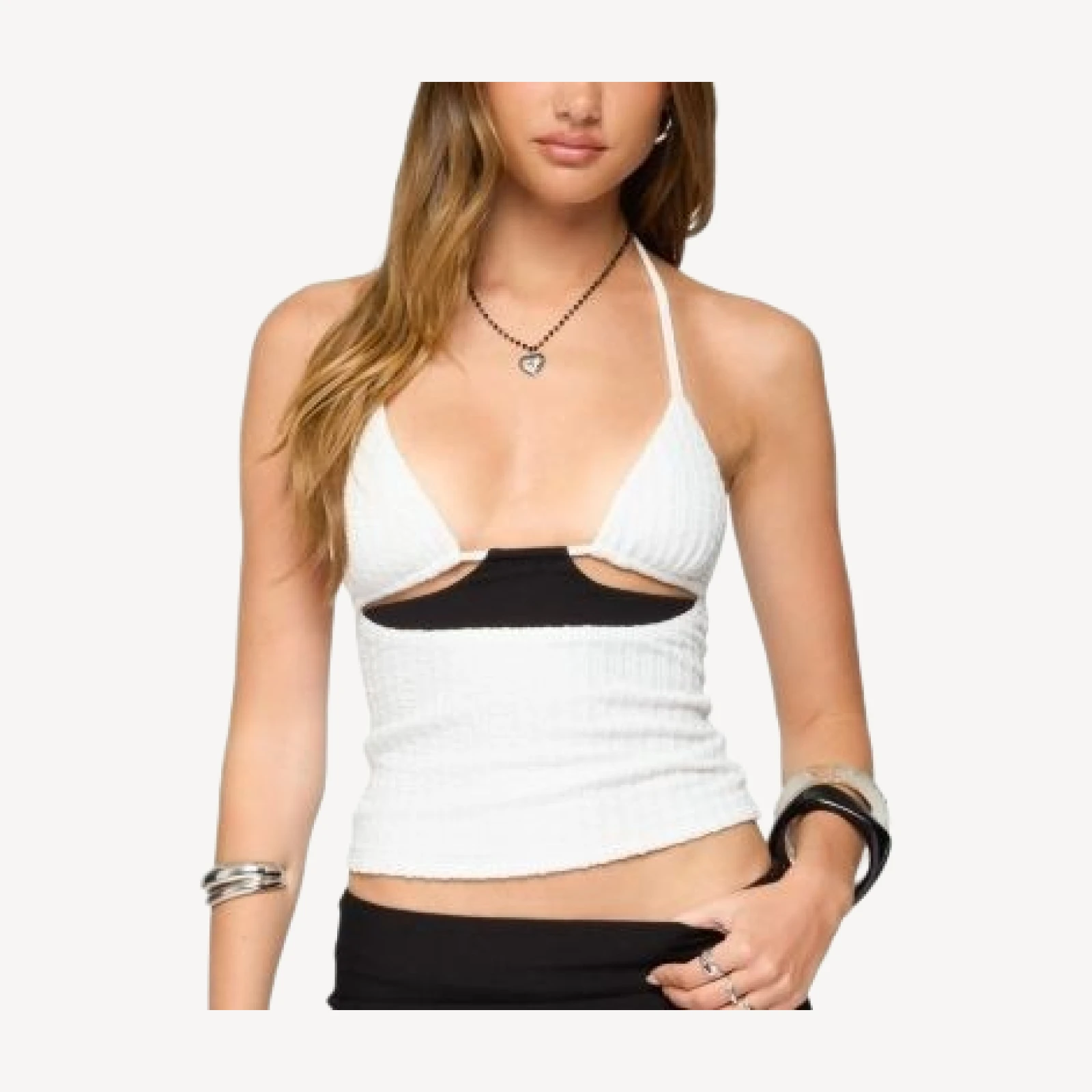 Edikted Powell Textured Cut Out Halter Top