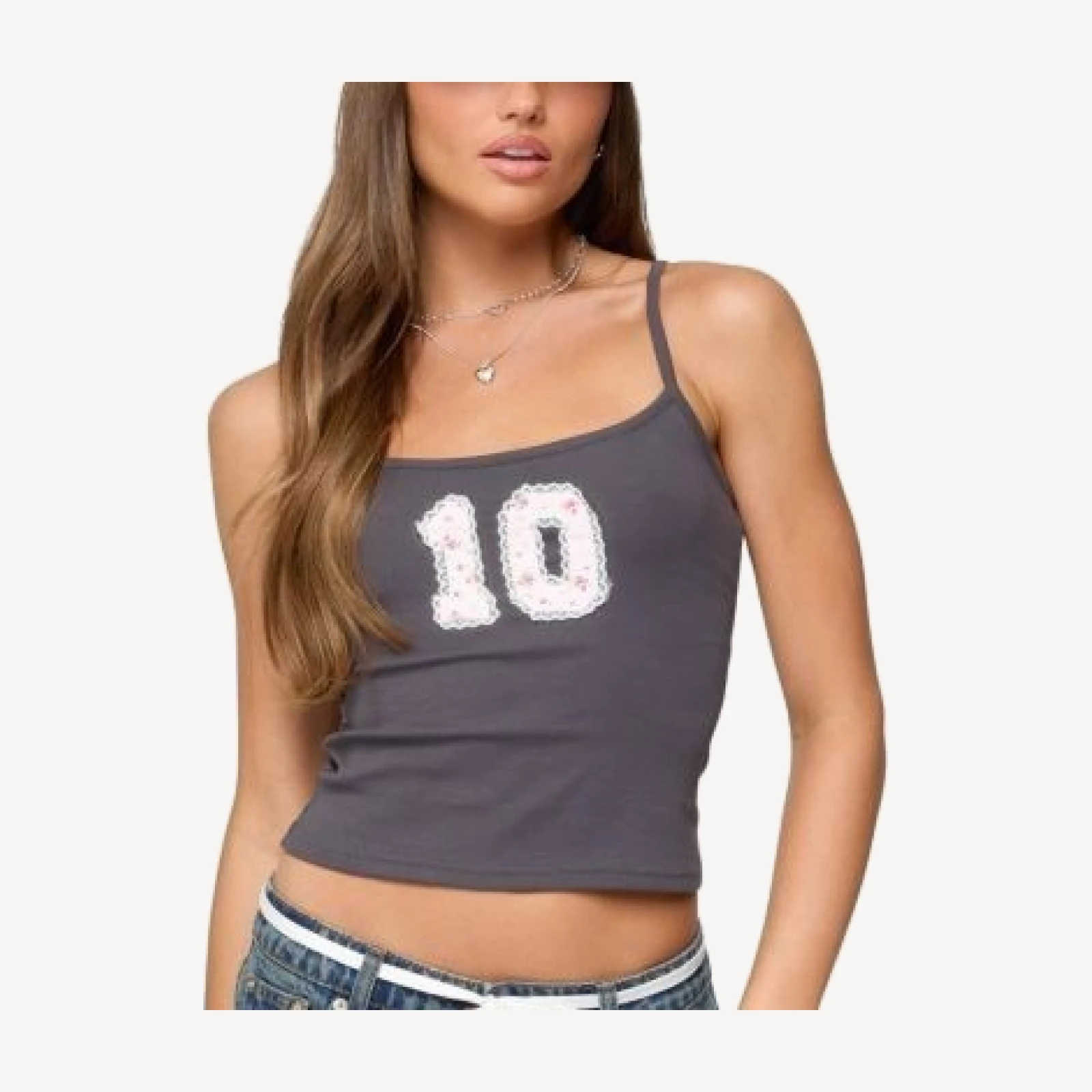 Edikted 10 Floral Lacey Patch Tank Top