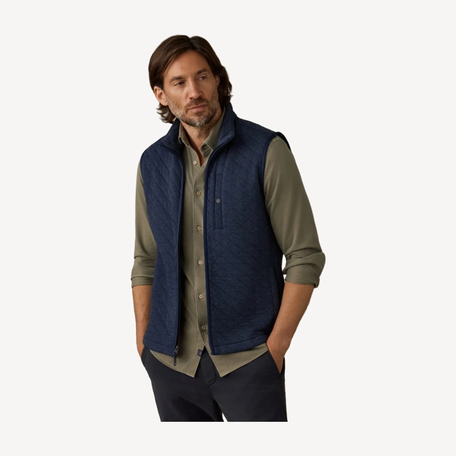 Epic Quilted Fleece Vest - Navy Melange