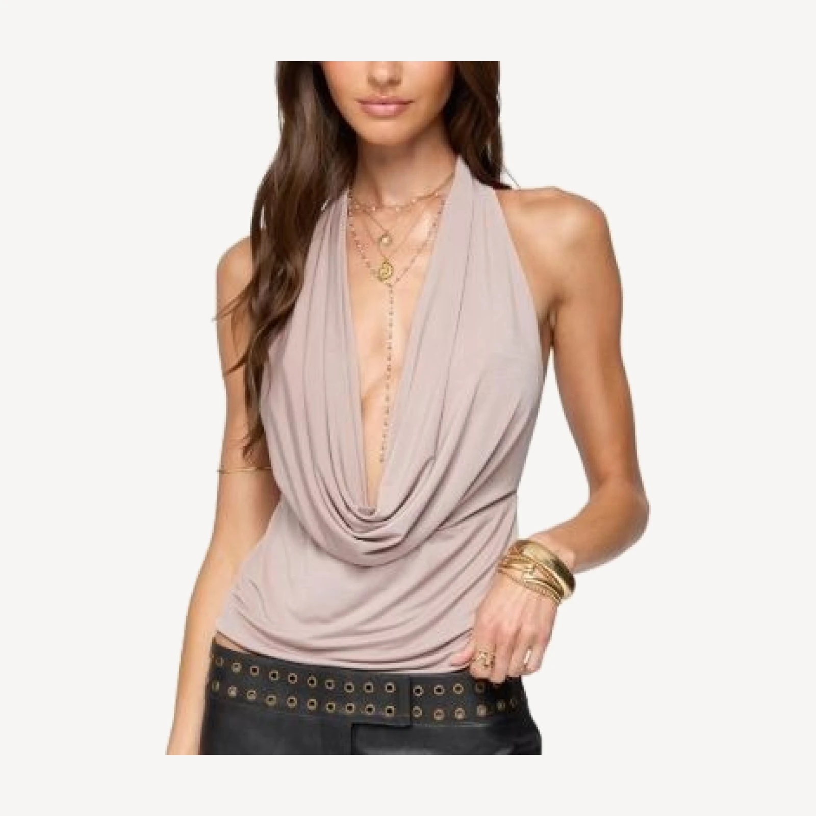 Edikted Dylan Cowl Neck Halter Top