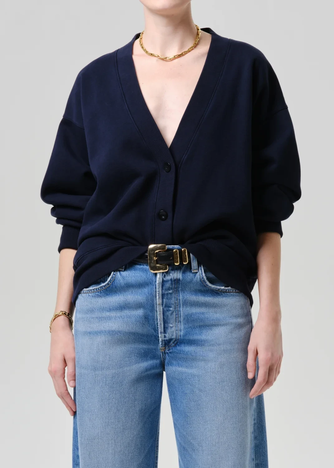 Fleece Cardigan in Navy