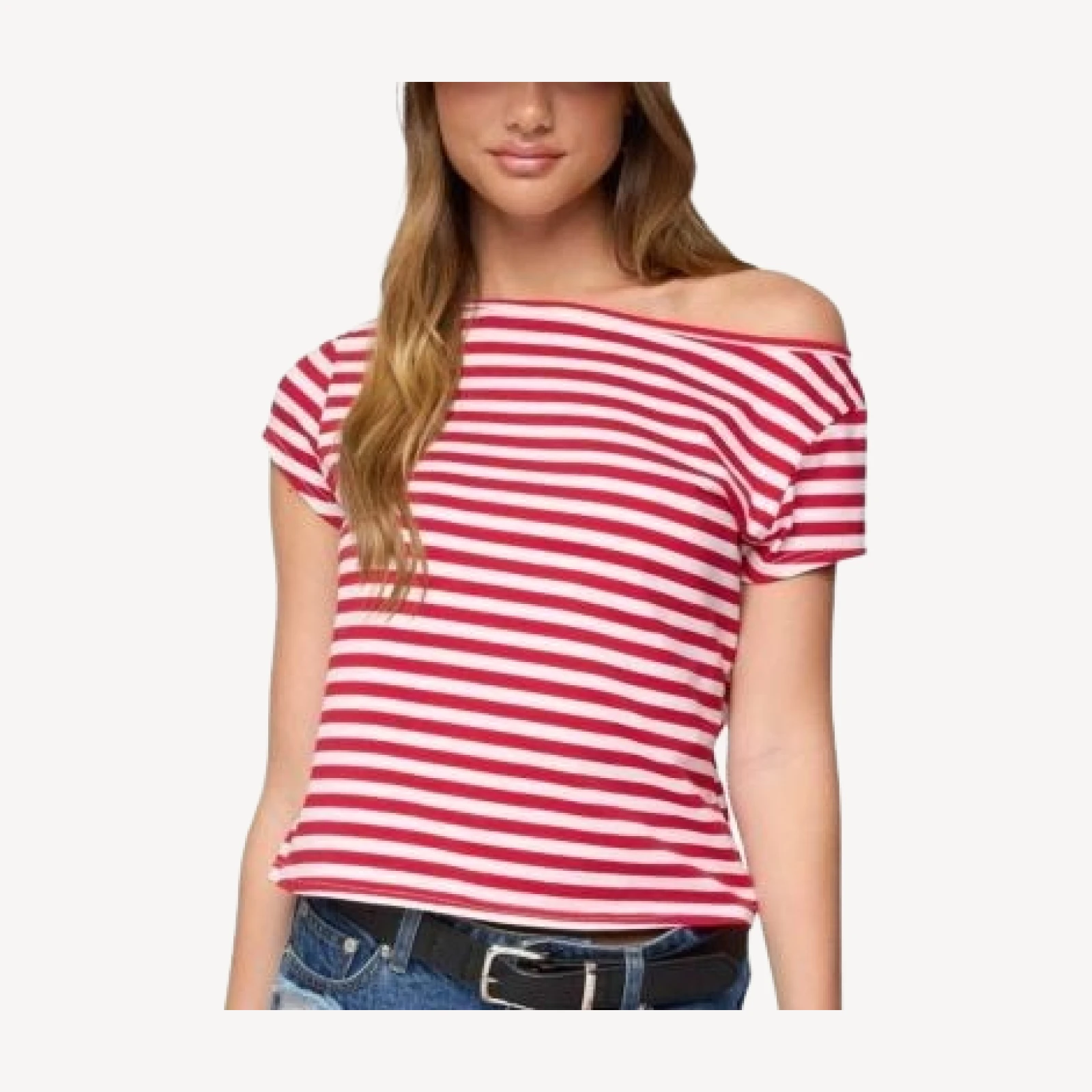 Edikted Aretha Striped Off Shoulder Top