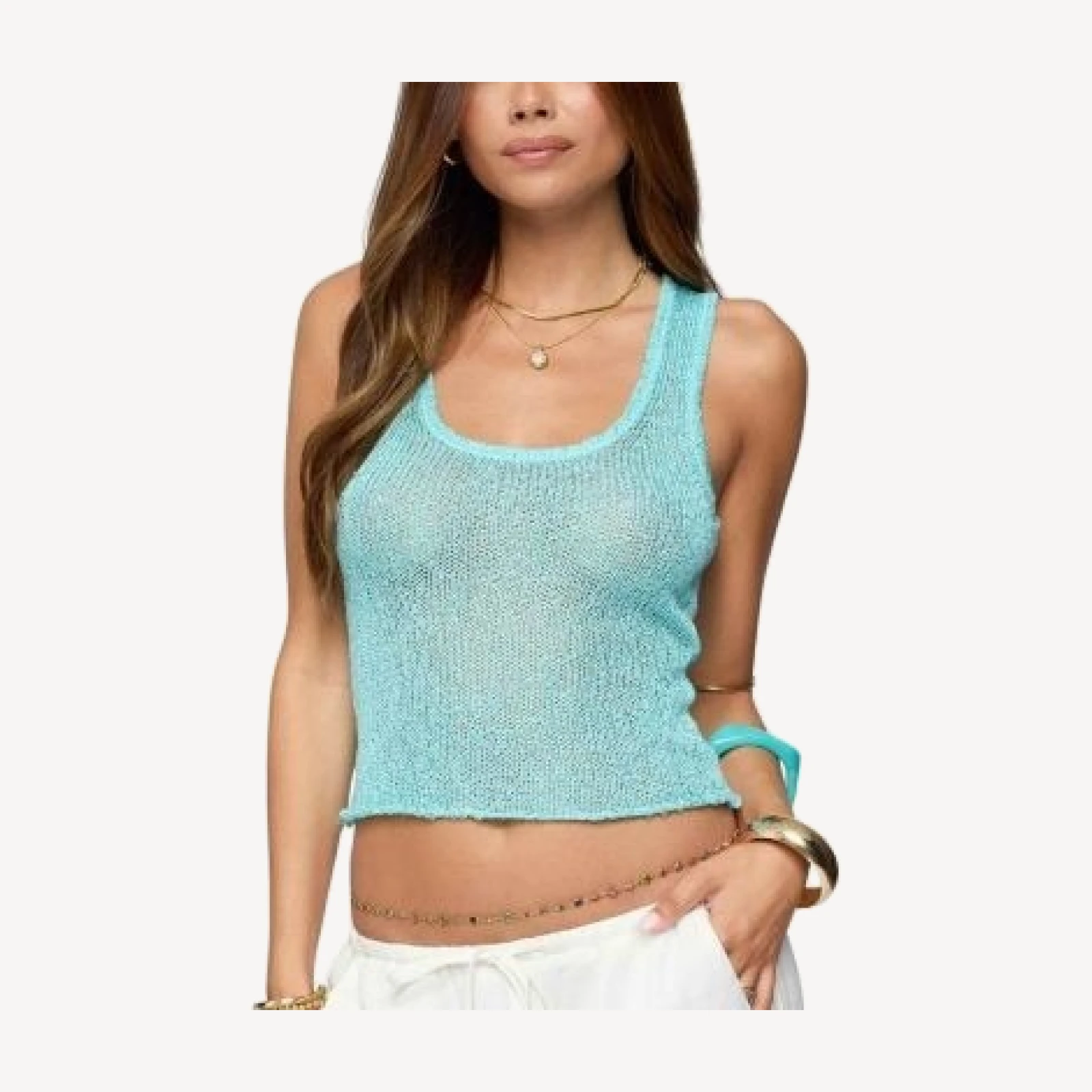 Edikted Eleora Sequin Knit Tank Top
