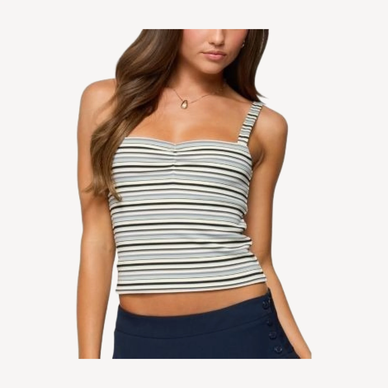Edikted Adelia Striped Ruched Tank Top
