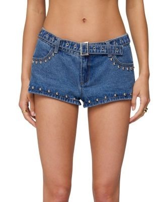Edikted Grommet & Stud Denim Micro Shorts