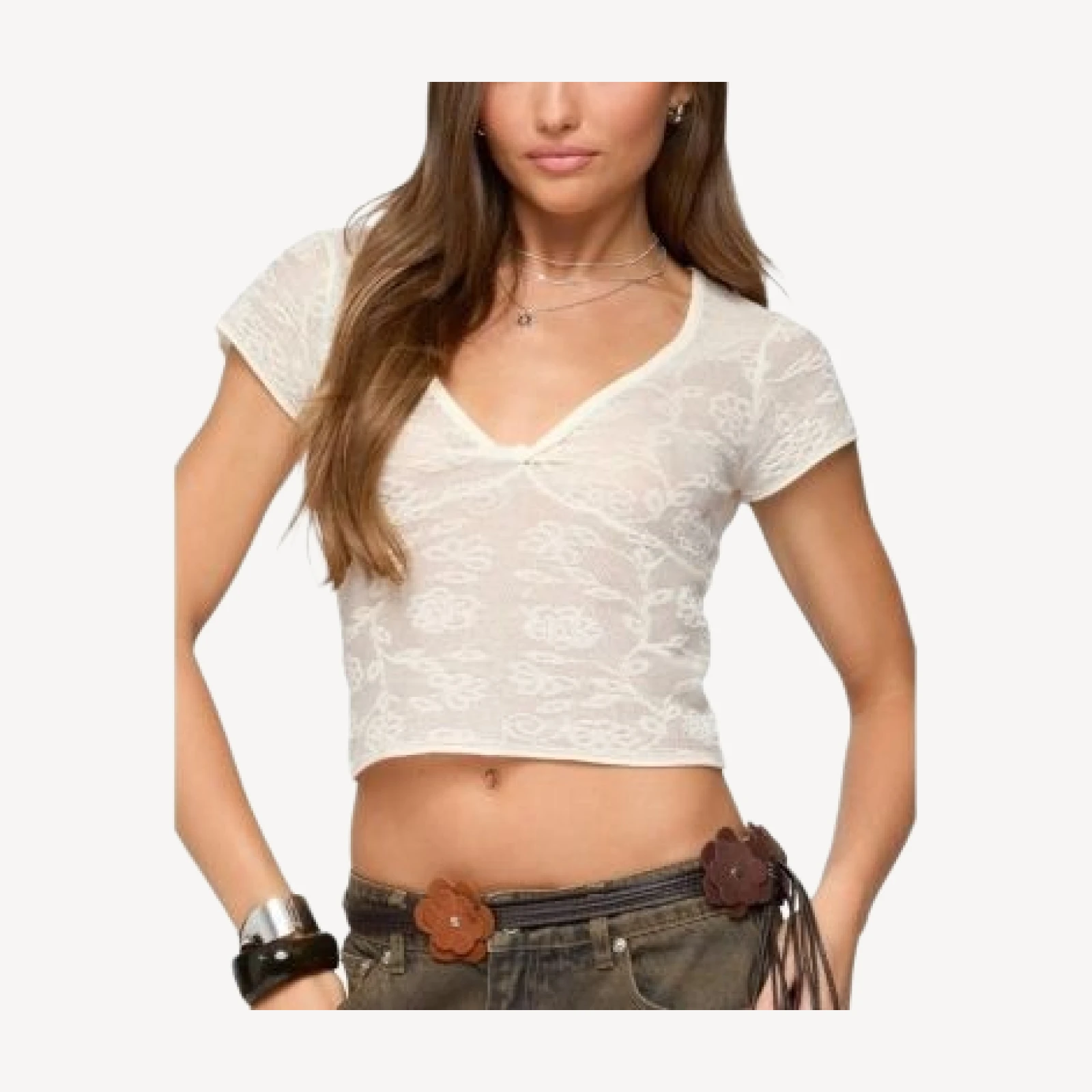 Edikted Kristal Twist Front V Neck Top