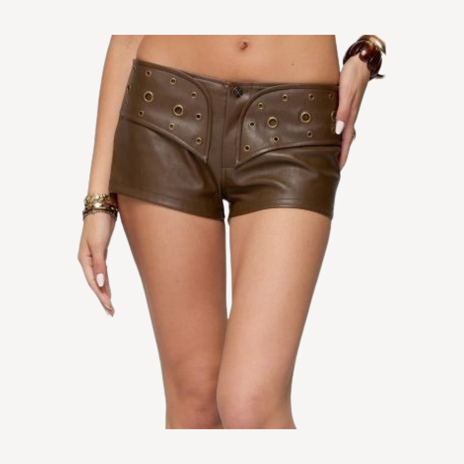 Edikted Grommet Faux Leather Micro Shorts
