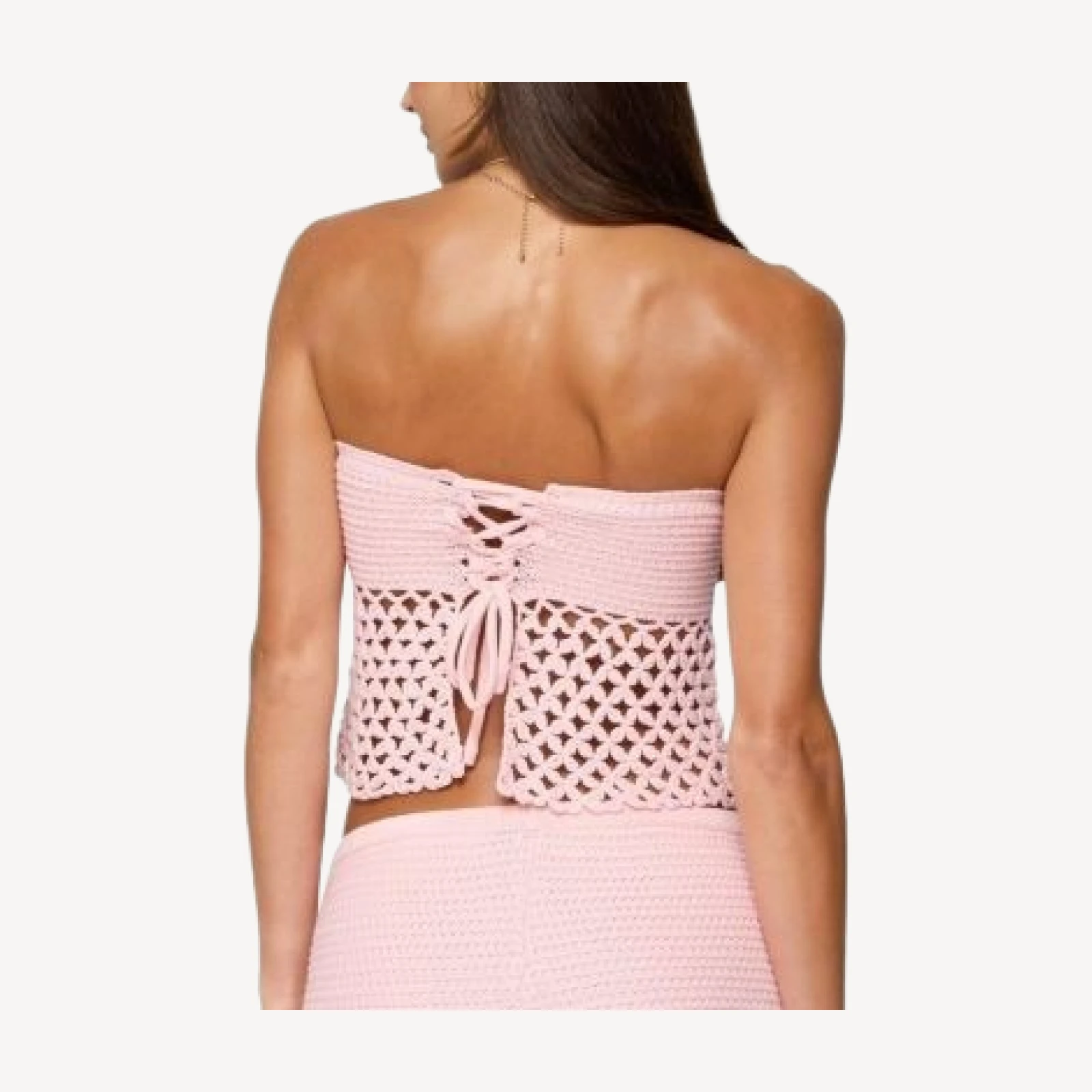 Edikted Tahna Flower Strapless Crochet Top